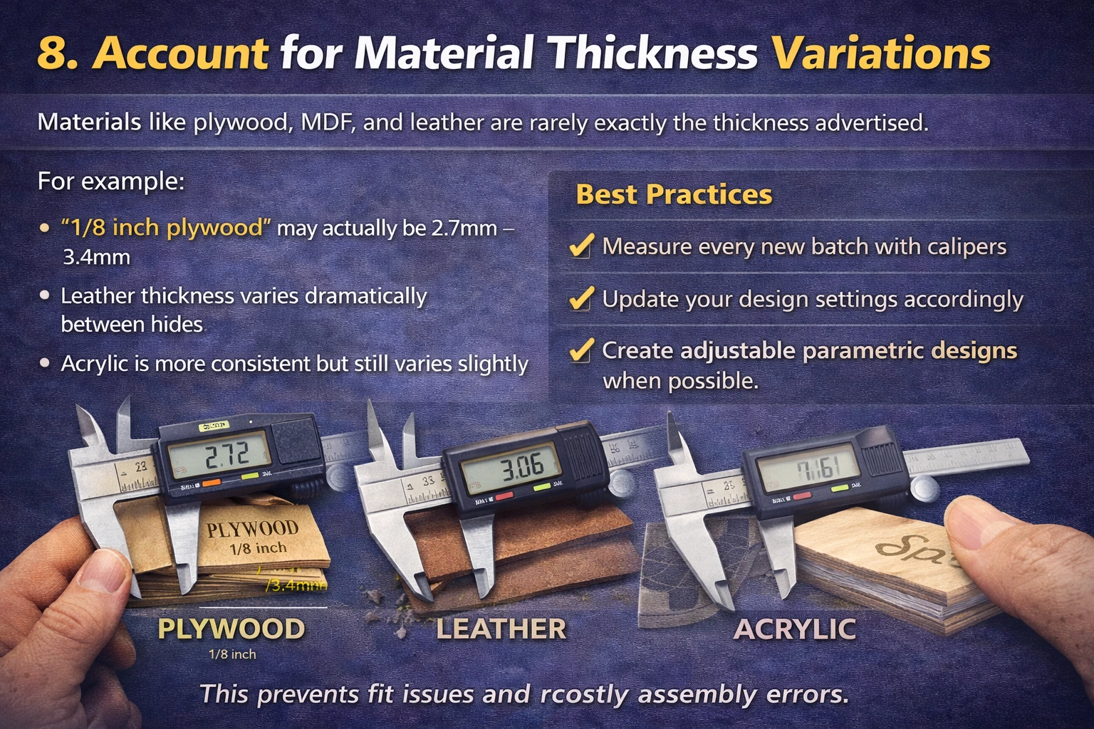 Account for Material Thickness Variations